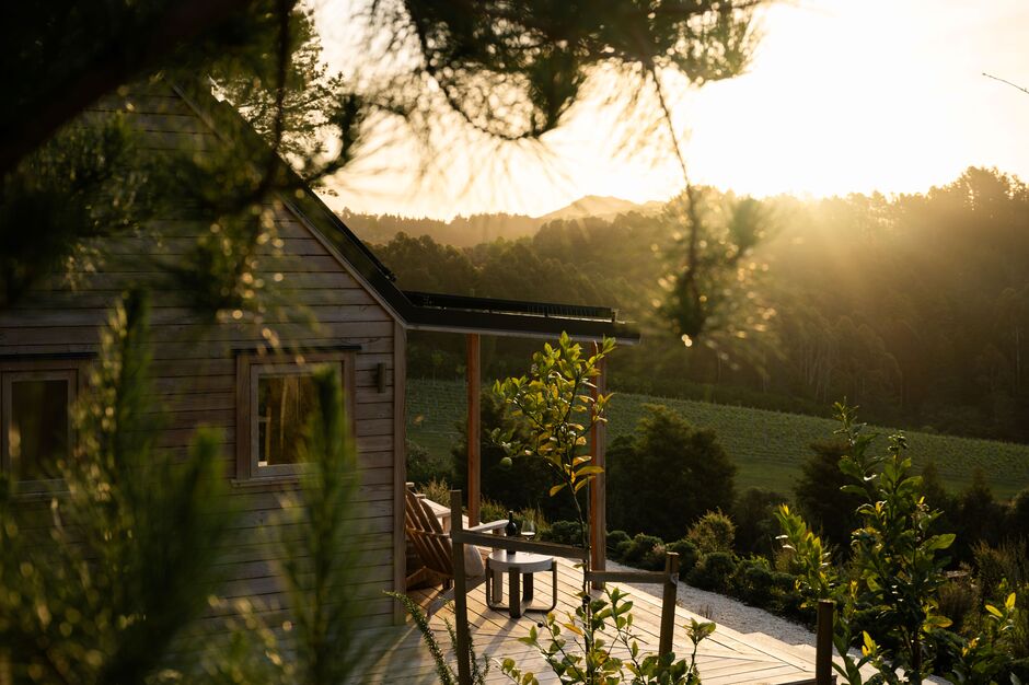 Paroa Bay Off Grid Cabins sunset