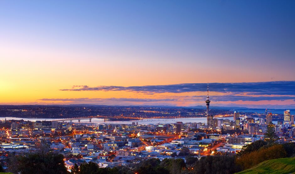 Evening view of Auckland city