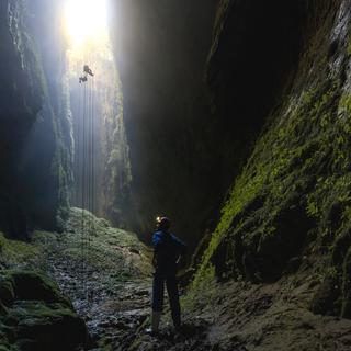 Rappelling (abseiling) in Waitomo