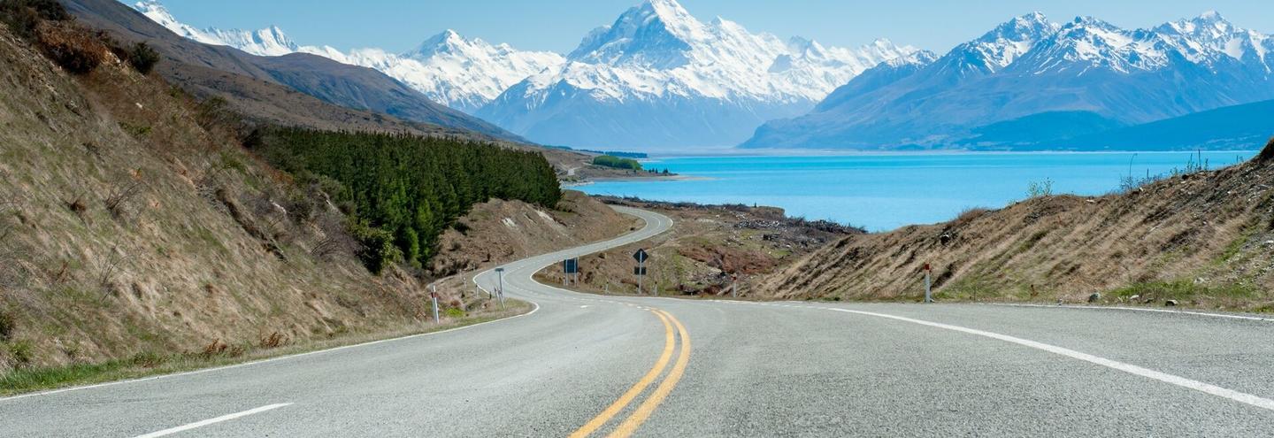 Highway overlooking Mount Cook, Canterbury