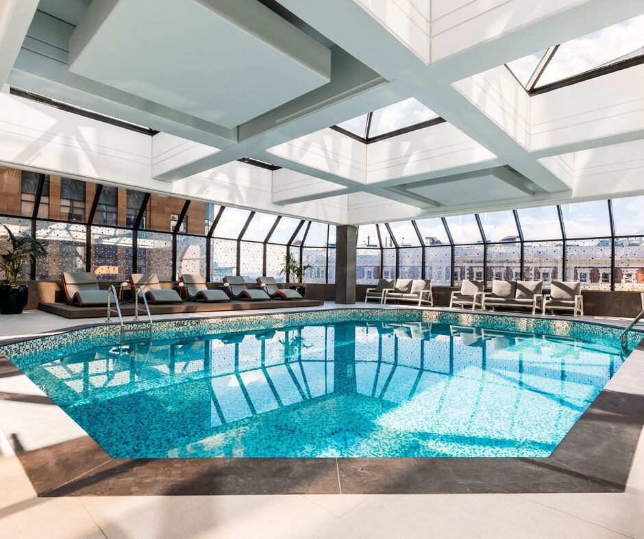 Newly upgraded indoor pool at InterContinental Wellington’s health club, a five-star hotel in Wellington CBD