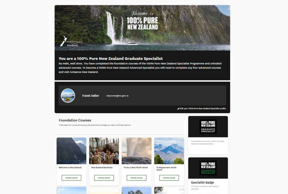 100% Pure New Zealand Specialist Program
