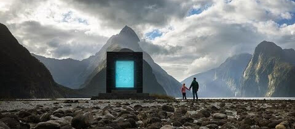 An Earth Portal has appeared in Milford Sound, New Zealand, ahead of A MINECRAFT MOVIE launch, coming to cinemas in April 2025